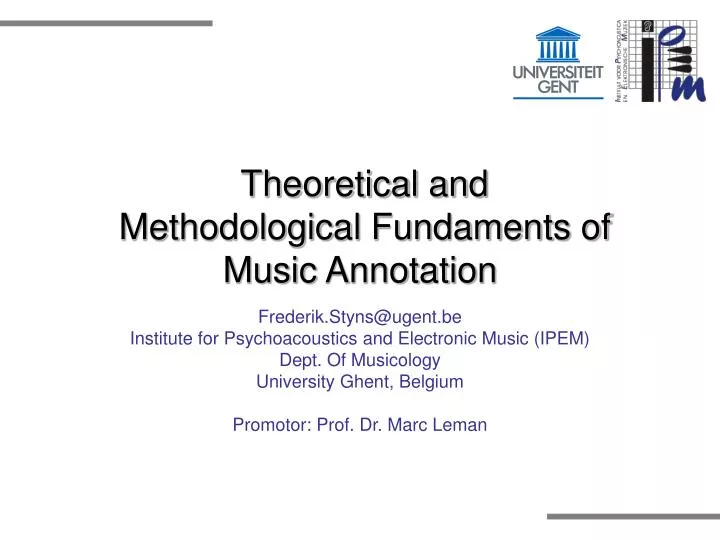 theoretical and methodological fundaments of music annotation