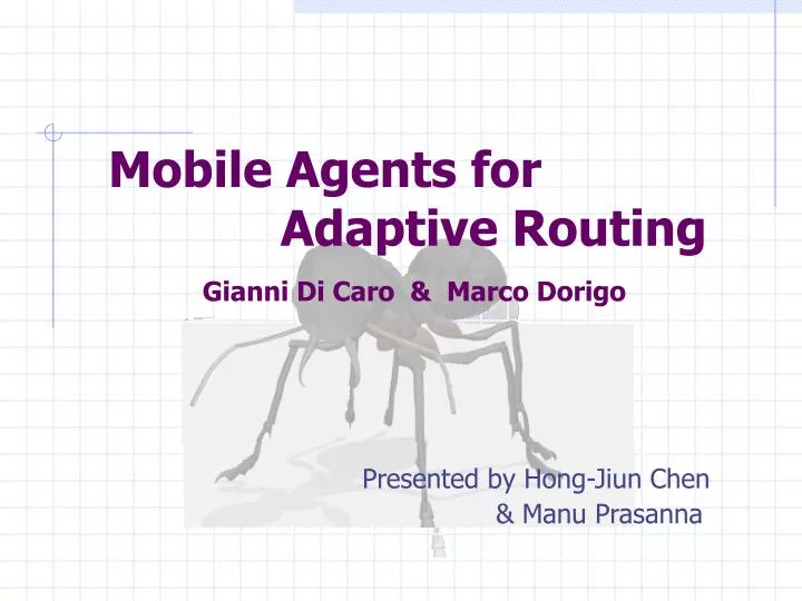 mobile agents for adaptive routing