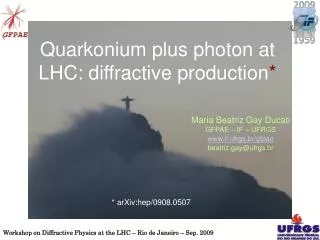 Quarkonium plus photon at LHC: diffractive production *