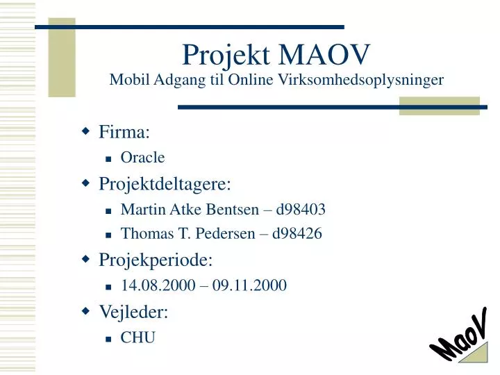 projekt maov mobil adgang til online virksomhedsoplysninger