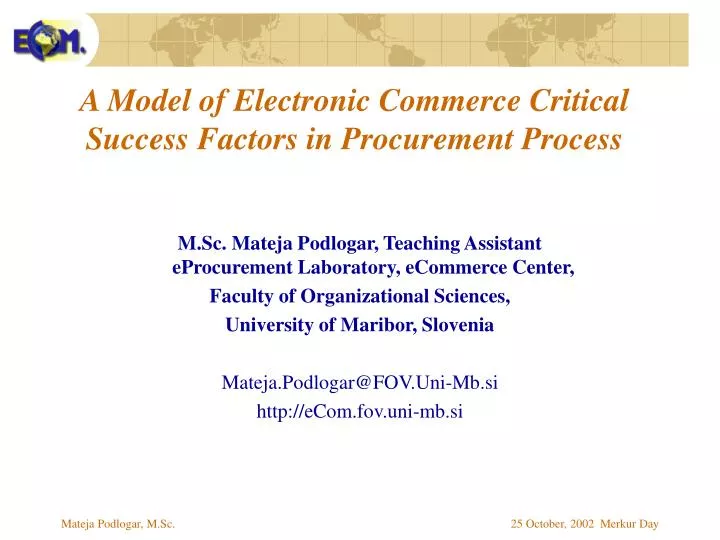 a model of electronic comme r ce critical success factors in procurement process