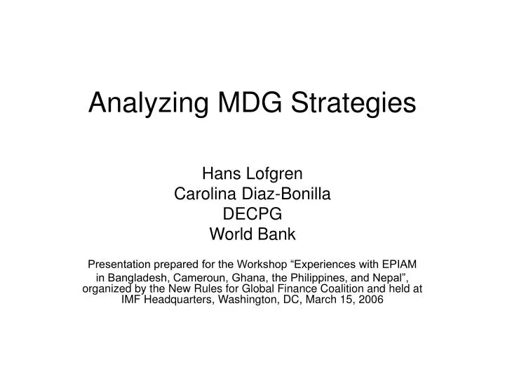 analyzing mdg strategies