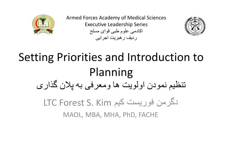 setting priorities and introduction to planning