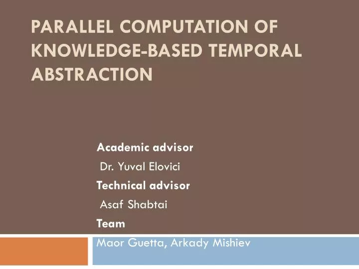 parallel computation of knowledge based temporal abstraction