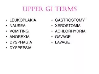 UPPER GI TERMS