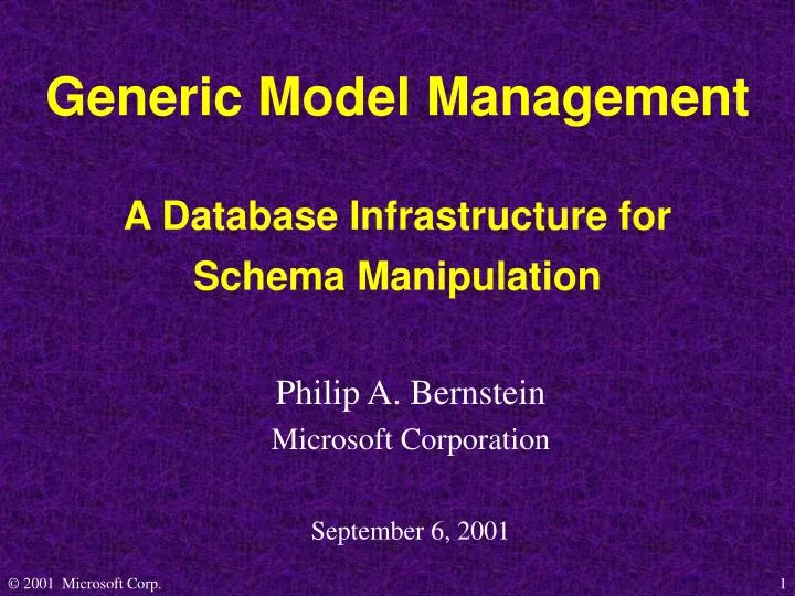 generic model management a database infrastructure for schema manipulation
