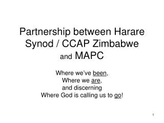 Partnership between Harare Synod / CCAP Zimbabwe and MAPC