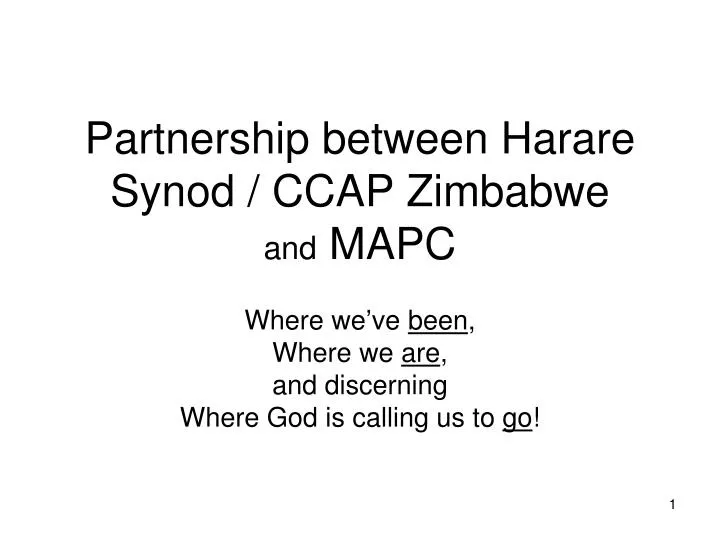 partnership between harare synod ccap zimbabwe and mapc