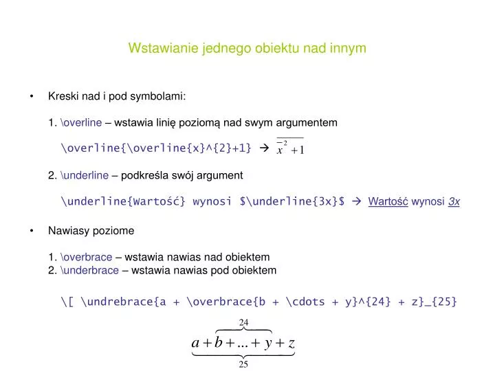 wstawianie jednego obiektu nad innym