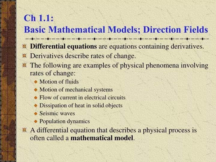 ch 1 1 basic mathematical models direction fields