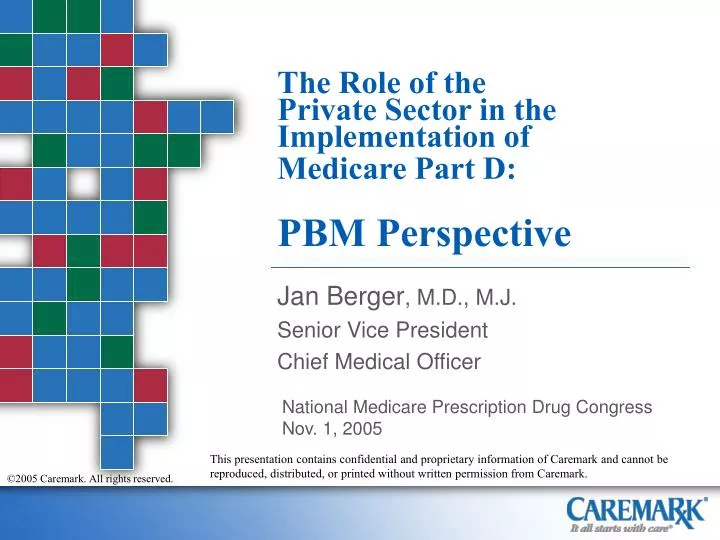 the role of the private sector in the implementation of medicare part d pbm perspective