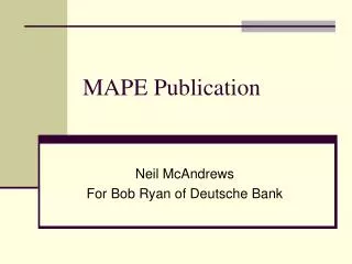 MAPE Publication