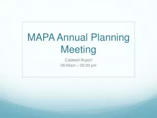 MAPA Annual Planning Meeting