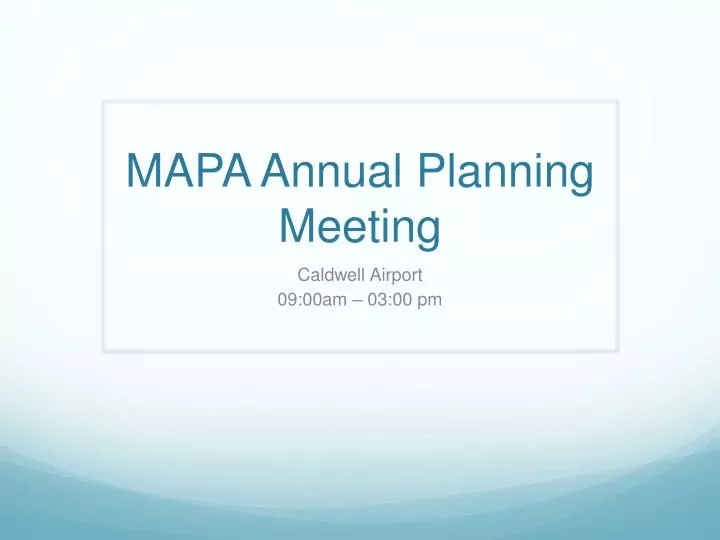 mapa annual planning meeting