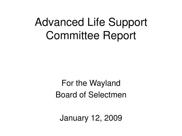 advanced life support committee report