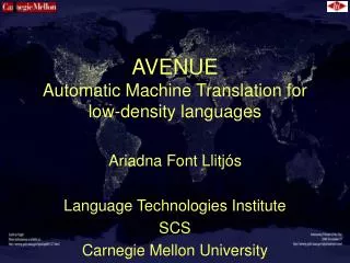 AVENUE Automatic Machine Translation for low-density languages