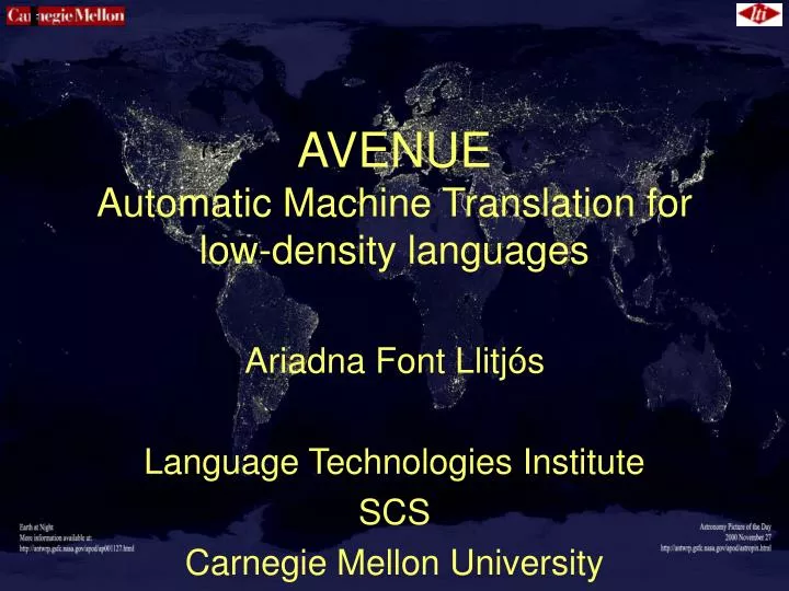 avenue automatic machine translation for low density languages