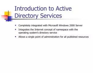 Introduction to Active Directory Services