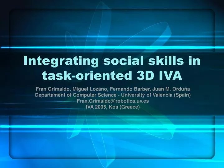 integrating social skills in task oriented 3d iva