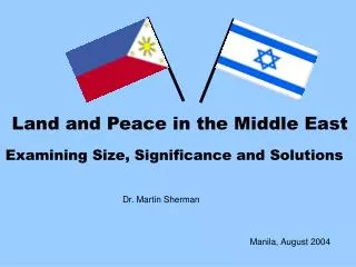 Land and Peace in the Middle East