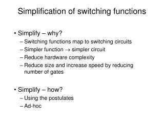 Simplification of switching functions