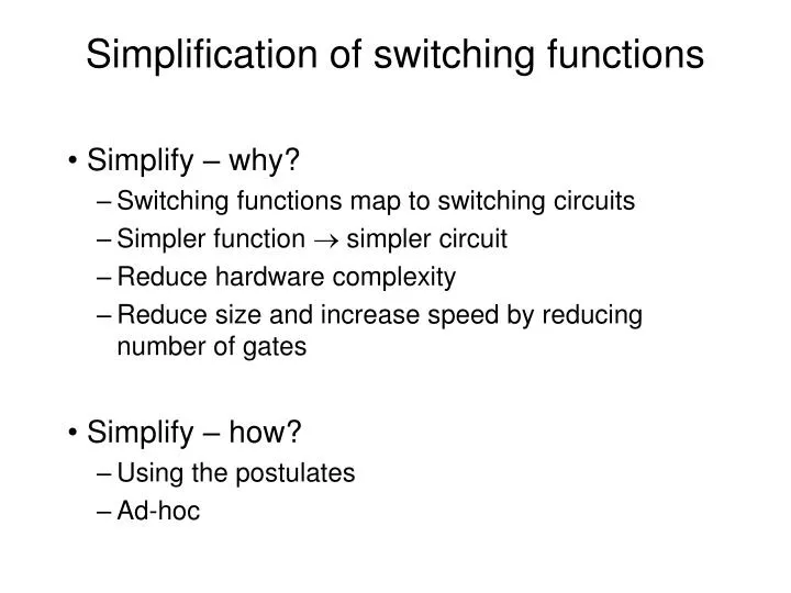 simplification of switching functions