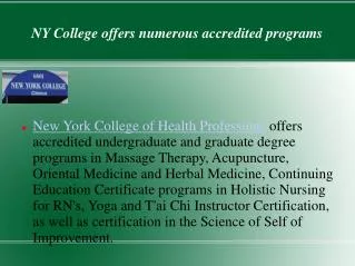 A specialized college for holistic education- NY College