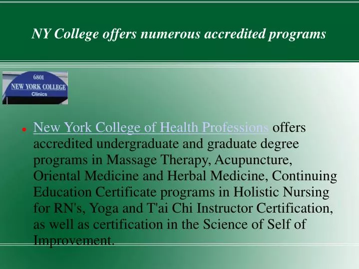 ny college offers numerous accredited programs