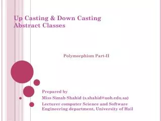 Up Casting &amp; Down Casting Abstract Classes