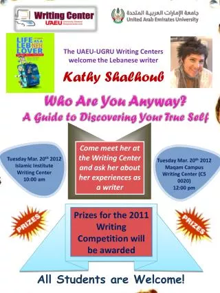 The UAEU-UGRU Writing Centers welcome the Lebanese writer Kathy Shalhoub