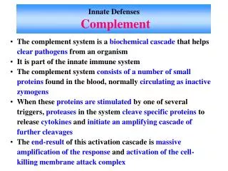 Innate Defenses Complement