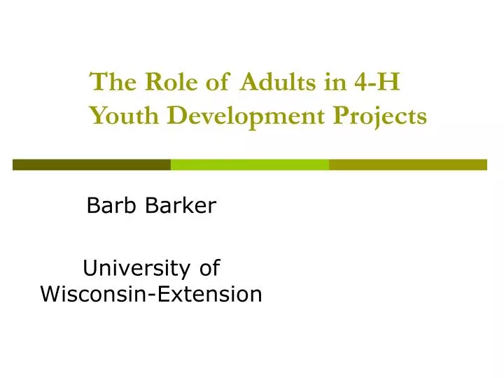 the role of adults in 4 h youth development projects
