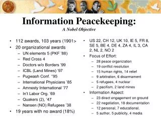 Information Peacekeeping: A Nobel Objective