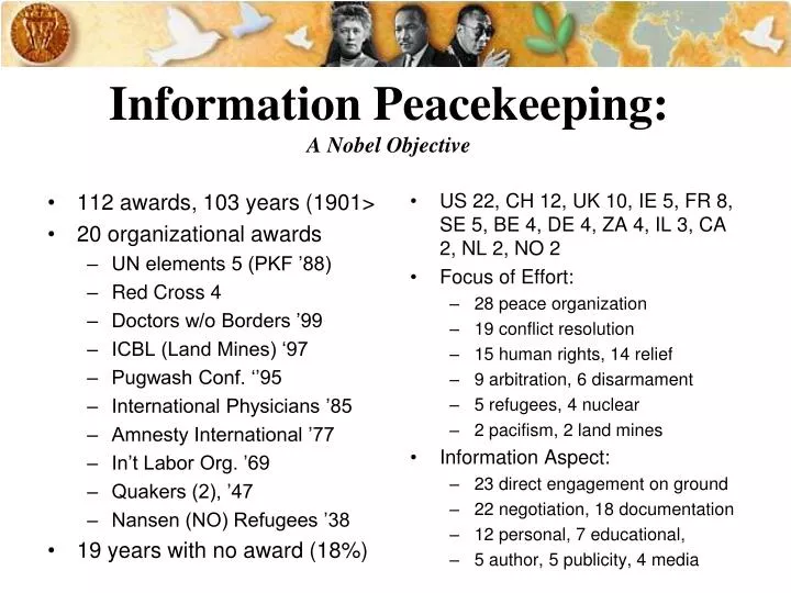 information peacekeeping a nobel objective