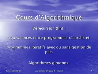 cours d algorithmique
