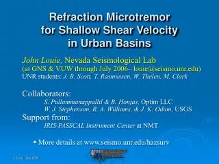 Refraction Microtremor for Shallow Shear Velocity in Urban Basins