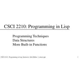 CSCI 2210: Programming in Lisp
