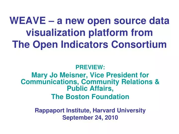 weave a new open source data visualization platform from the open indicators consortium