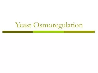 Yeast Osmoregulation