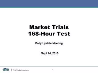 Market Trials 168-Hour Test