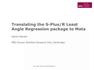 Translating the S-Plus/R Least Angle Regression package to Mata