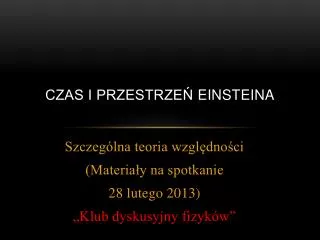 czas i przestrze einsteina