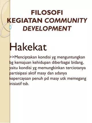 filosofi kegiatan community development