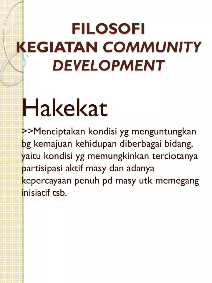 filosofi kegiatan community development
