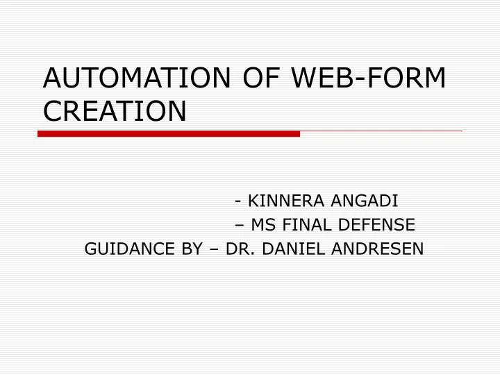 automation of web form creation