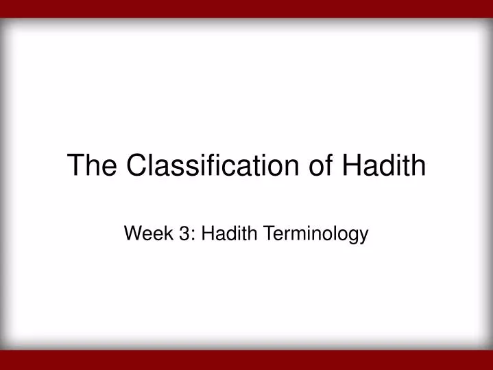 the classification of hadith