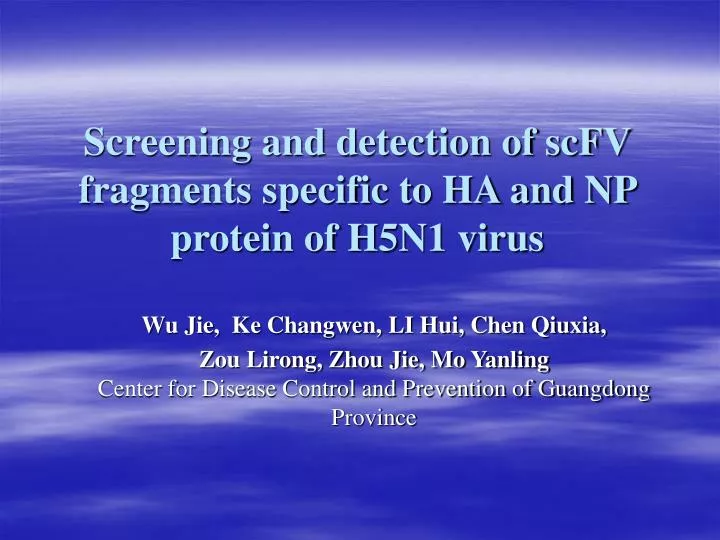 screening and detection of scfv fragments specific to ha and np protein of h5n1 virus