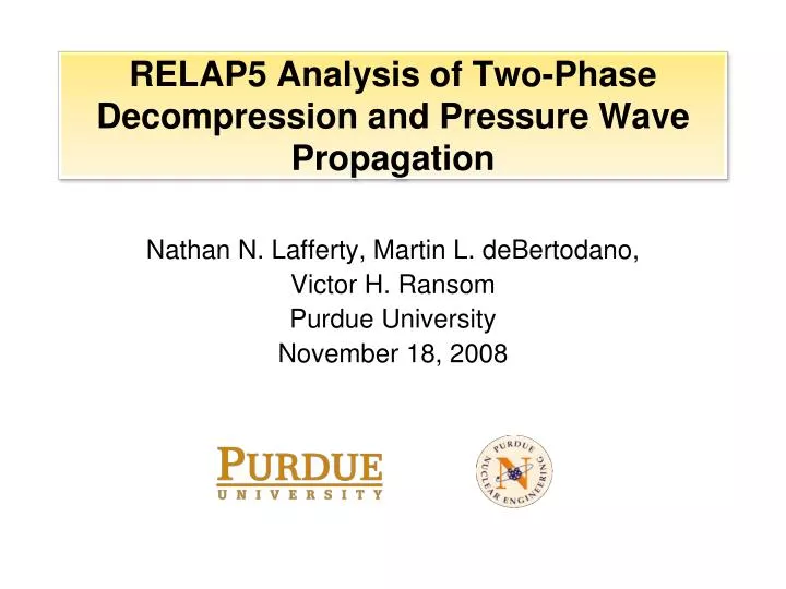 relap5 analysis of two phase decompression and pressure wave propagation