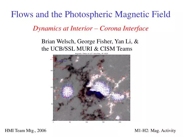 flows and the photospheric magnetic field dynamics at interior corona interface