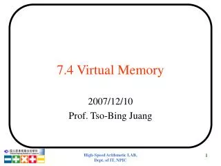 7.4 Virtual Memory